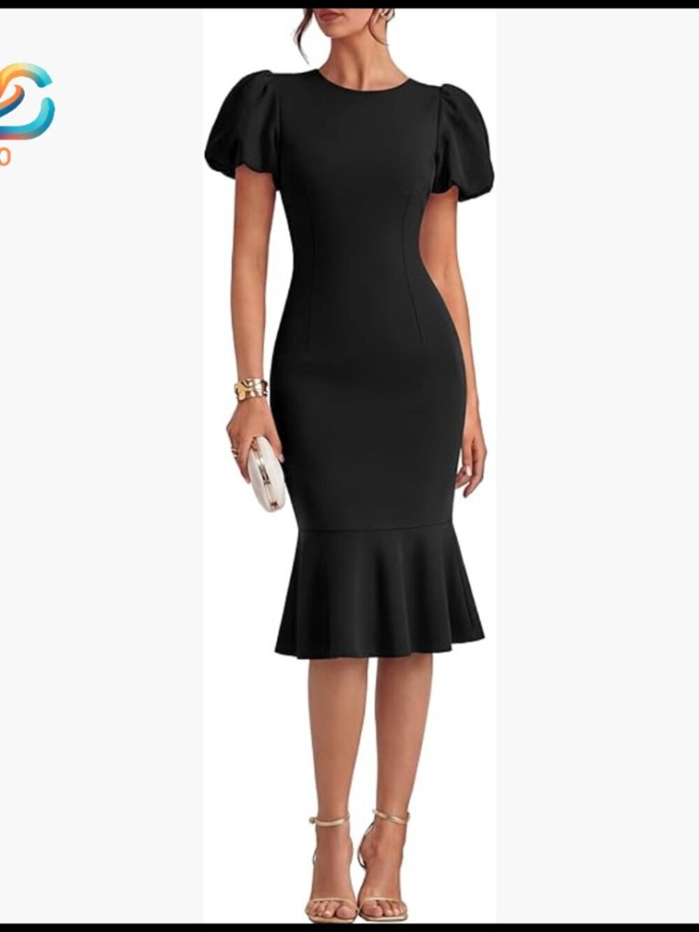 Short Sleeve Ruffle Mermaid Bodycon Midi Dress Formal Wedding Guest